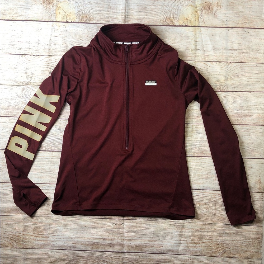 PINK Victoria's Secret Burgundy Quarter-Zip Sweatshirt